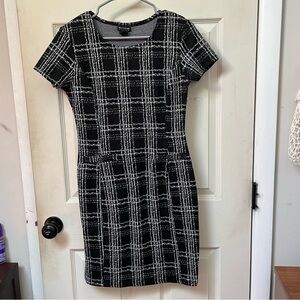 Black and white plaid polyester dress
